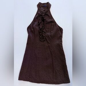 Black Halter Tank with Ruffle Detail